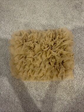 Bobbles and lace tan ruffled tube top, size small